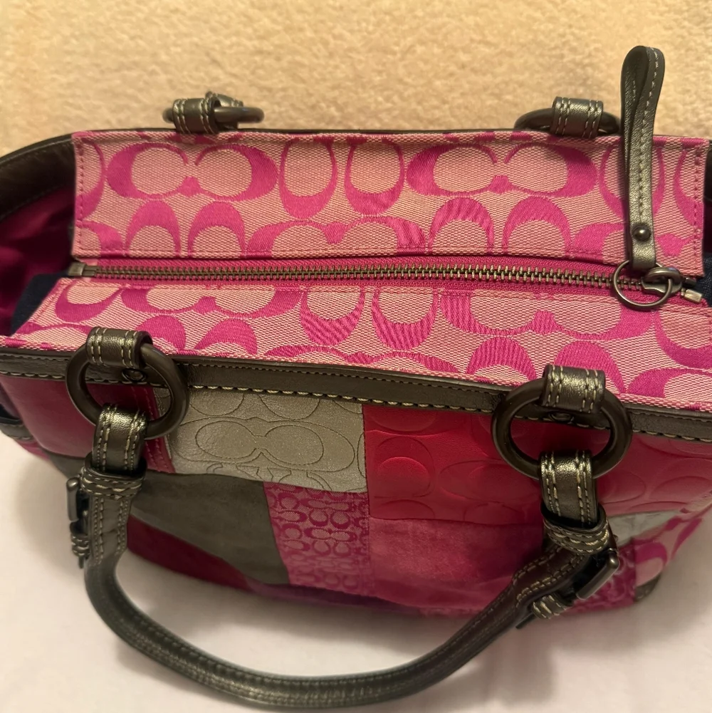 Coach Patchwork Tote in Pink, Magenta & Silver - Picture 8 of 13